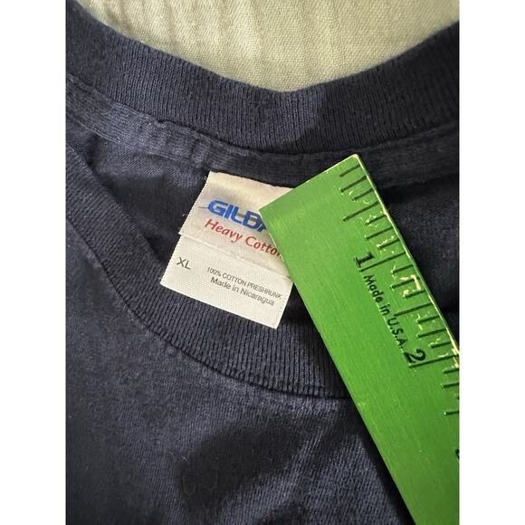 Gildan Caterpillar CAT SS Navy Blue 2 Side Graphic T-shirt Mfg by Caterpillar XL - Picture 5 of 5